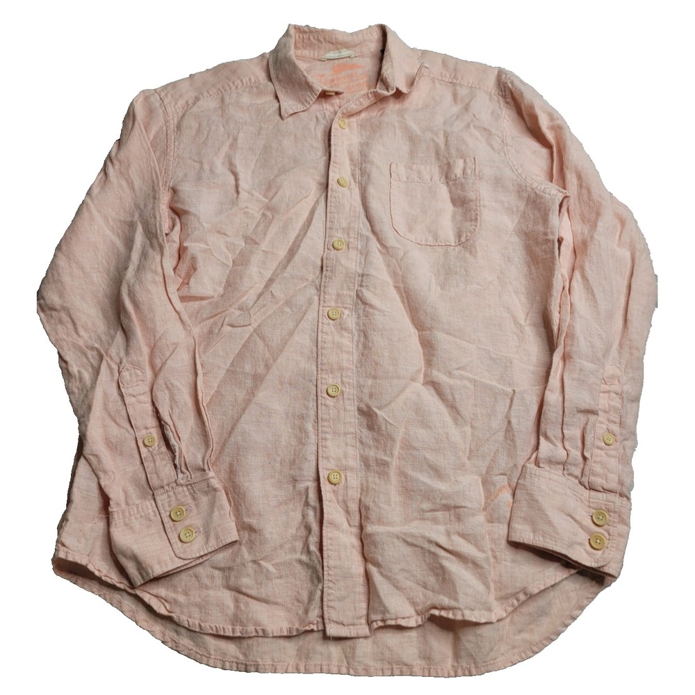 Tommy Bahama 100% Linen‎ Long Sleeve Button Down Men's Medium Orange